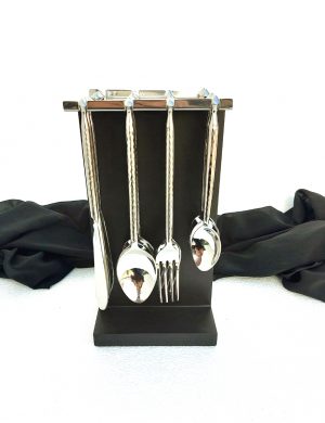 Flatware Set of 24 Pcs w/MDF Wood Stand