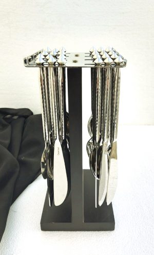 Flatware Set of 24 Pcs w/MDF Wood Stand