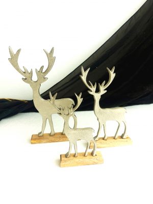 Decorative Reindeer S/3 w/Wooden Base