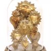 Hearts in Oval Glass Dome w/ Wooden Base